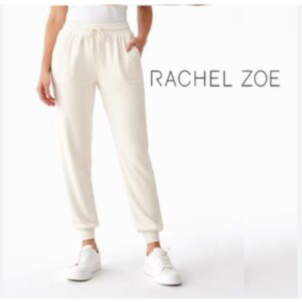 NEW Rachel Zoe Off-White Cream Jogger Pants Drawstring Elastic Waist XL